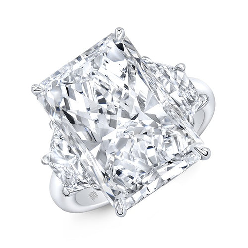 Plat Radiant Engage 10.03CT G/SI1 GIA Certed & 2 DIA Trapezoid=0.90CTTW H/VS SZ 6.5