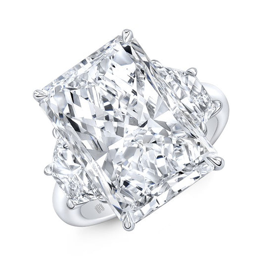 Plat Radiant Engage 10.03CT G/SI1 GIA Certed & 2 DIA Trapezoid=0.90CTTW H/VS SZ 6.5