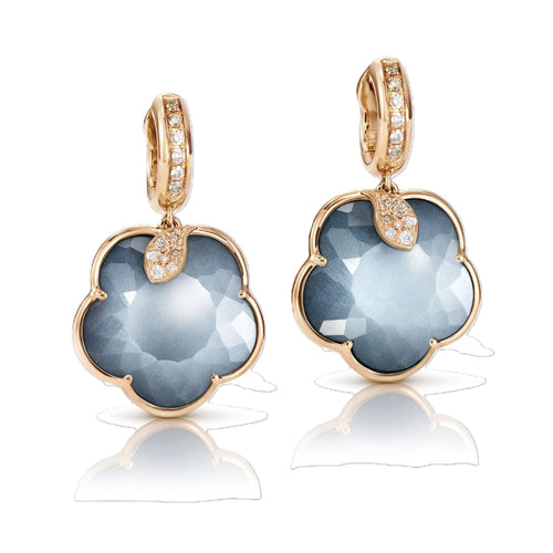 Ton Joli Collection Moonstone & Onyx Doublet Earrings with Diamond Accents