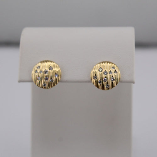 Diamond Disc Stud Earrings