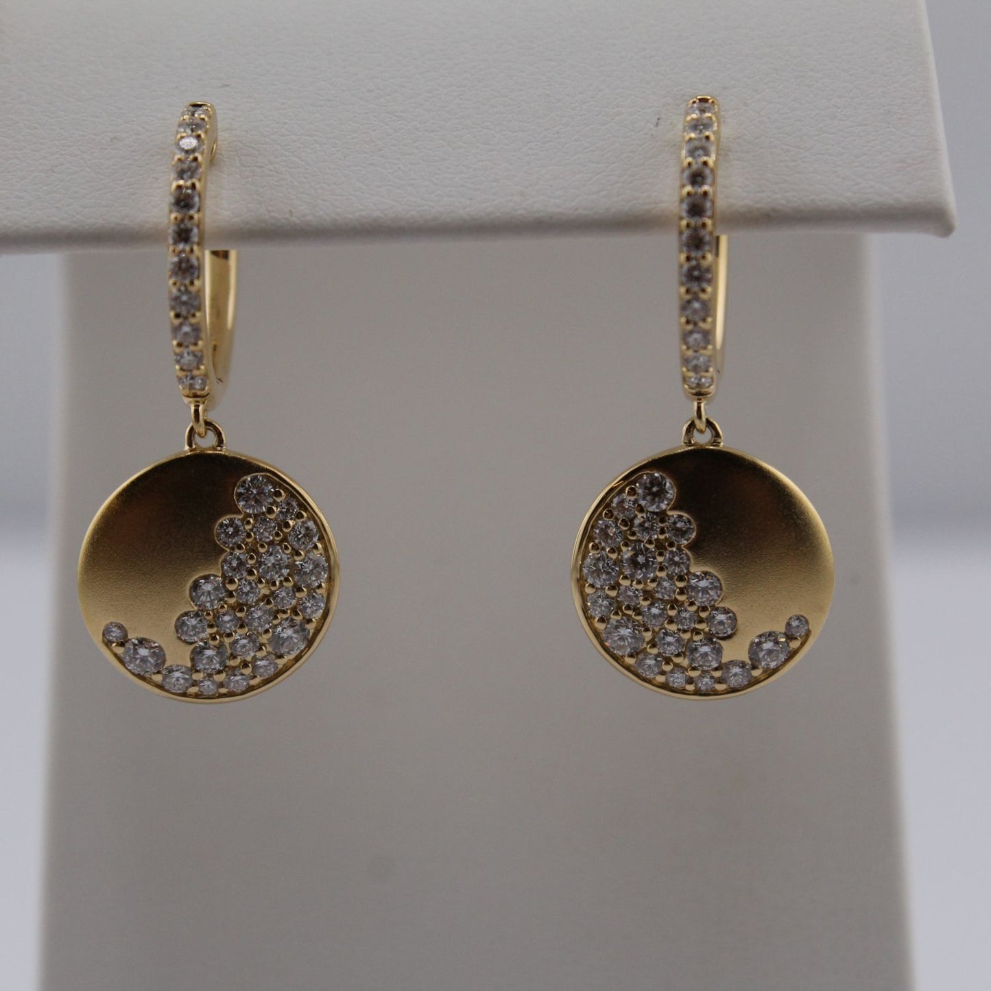 Diamond Disc Dangle Hoop Earrings