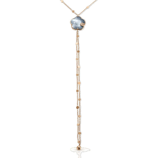 Ton Joli Collection Moonstone & Onyx Double Lariat Necklace