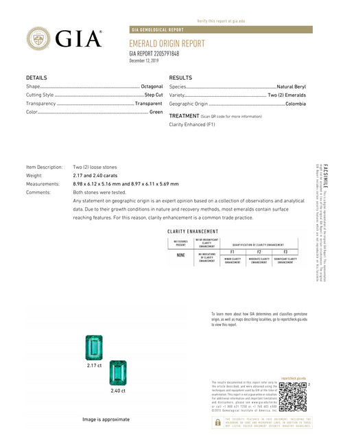 Certified Columbian Emerald and Diamond Drop Earrings