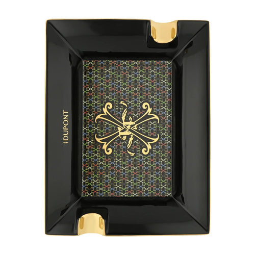 Large Porcelain Black Lacquer Multicolor Fuente Ashtray