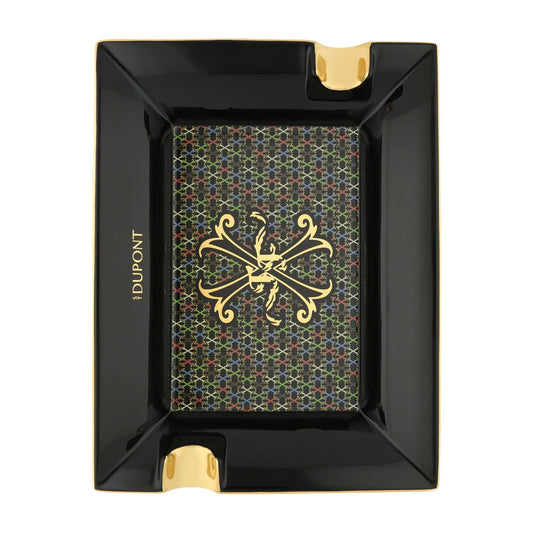 Large Porcelain Black Lacquer Multicolor Fuente Ashtray