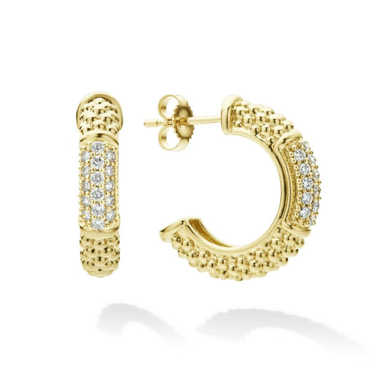 Caviar Gold Collection Diamond Hoop Earrings