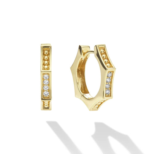 Caviar Gold Collection Hexagon Diamond Earrings