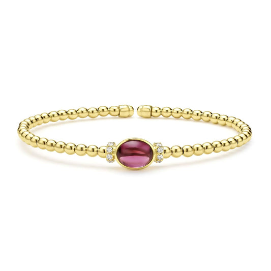 Caviar Gold Collection Rhodolite Garnet and Diamond Bracelet