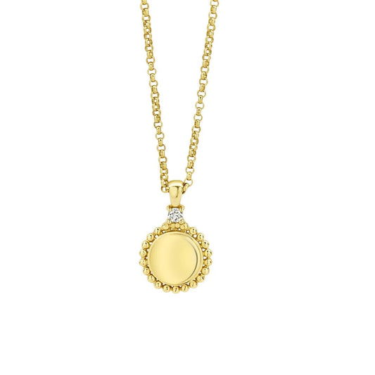 Caviar Gold Collection Diamond Circle Pendant Necklace