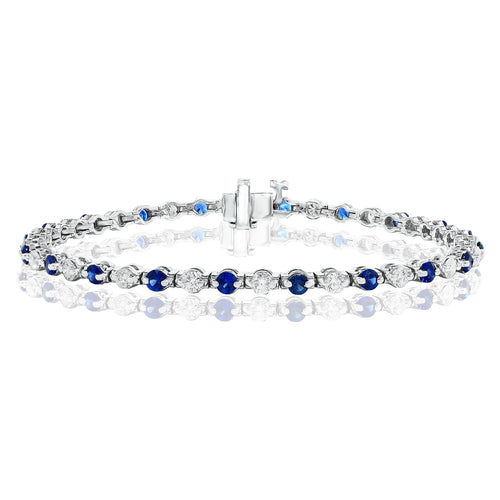 Diamond & Blue Sapphire Inline Bracelet