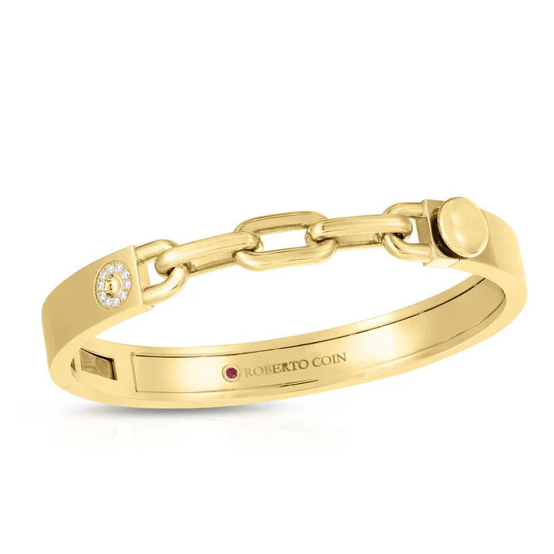 Navarra Diamond Accent and Three Link Chain Bangle