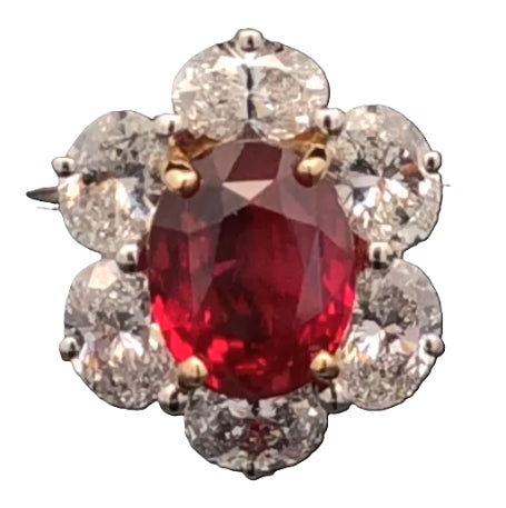 Certified Vivid Mozambique Ruby and Diamond Ring