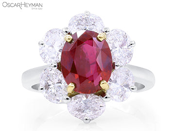 Certified Vivid Mozambique Ruby and Diamond Ring