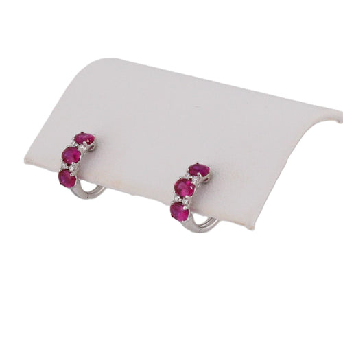 Ruby and Diamond Hoop Earrings