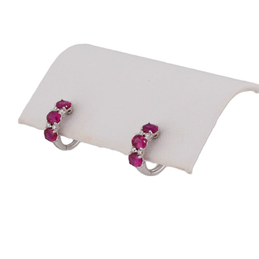 Ruby and Diamond Hoop Earrings