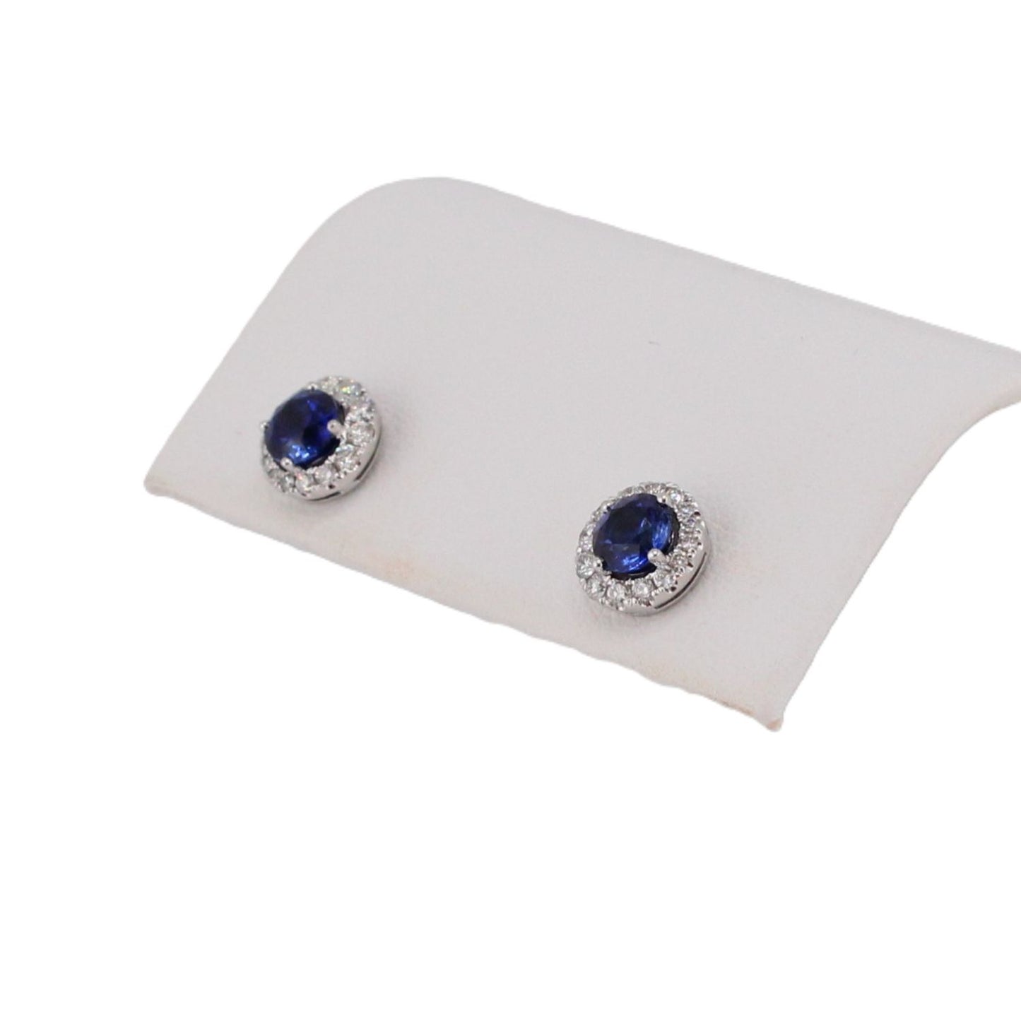 Blue Sapphire and Diamond Halo Earrings