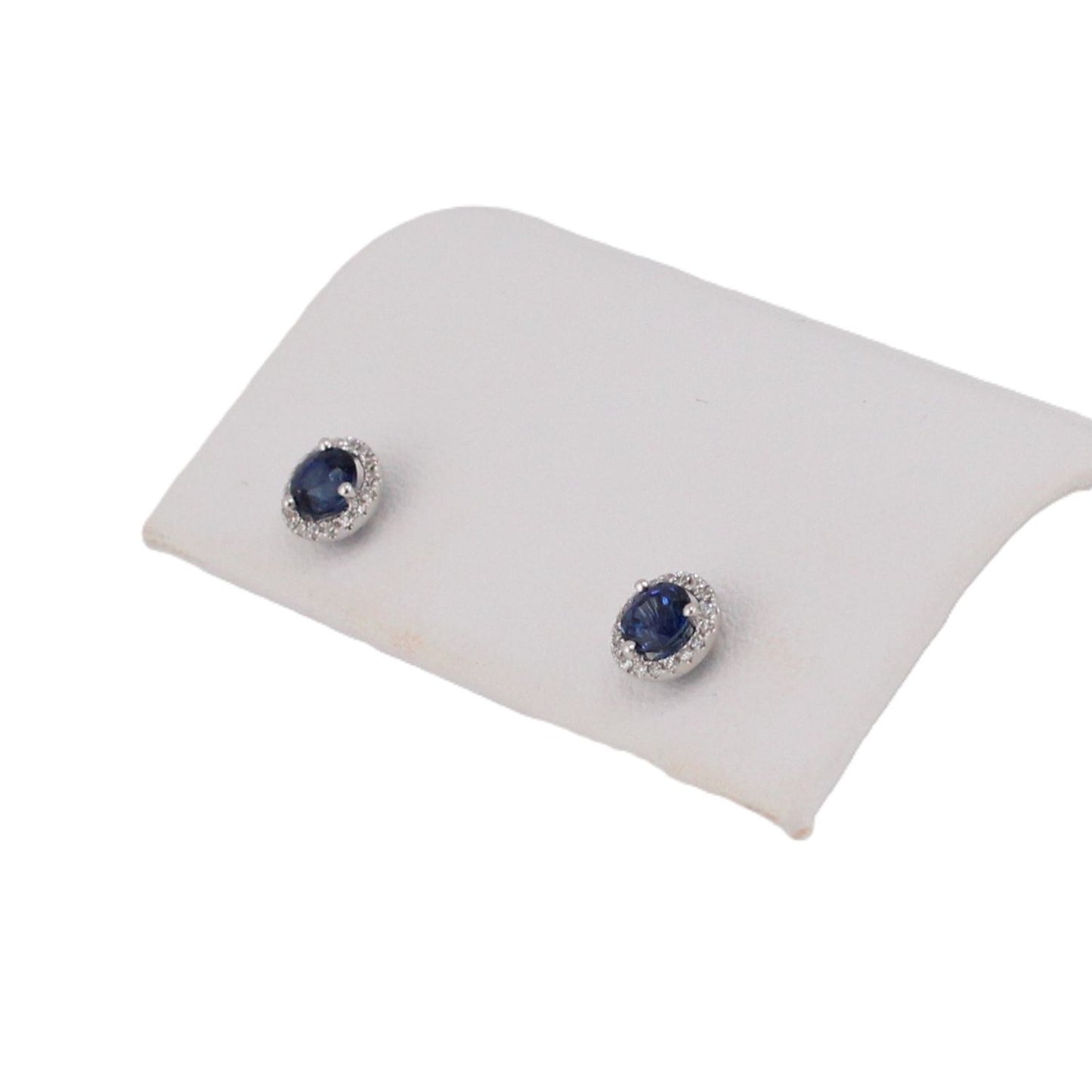 Blue Sapphire and Diamond Halo Earrings