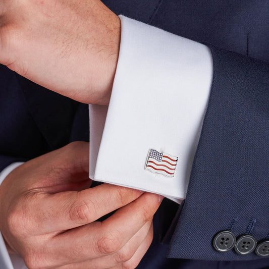 Sterling Silver USA Flag Cufflinks