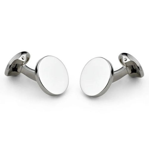 Sterling Silver Plain Round Cufflinks