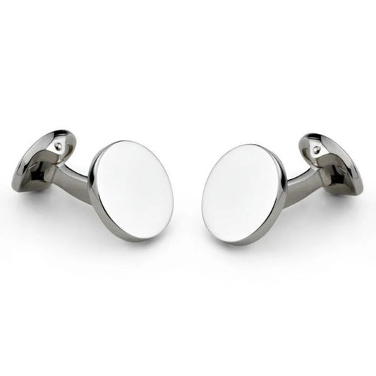 Sterling Silver Plain Round Cufflinks