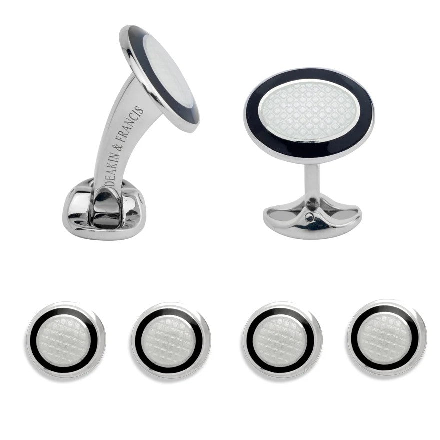 Enamel Cufflinks Dress Stud Set