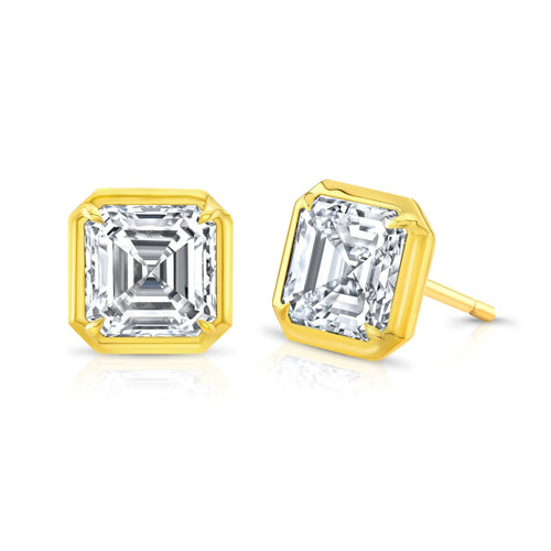 GIA Certified Ascher Cut Diamond Stud Earrings