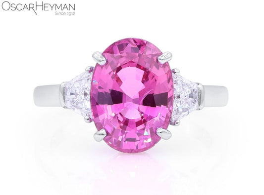 Vivid Pink Certified Sri Lankan Sapphire and Diamond Ring