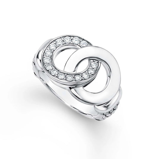 Signature Caviar Large Interlocking Diamond Ring