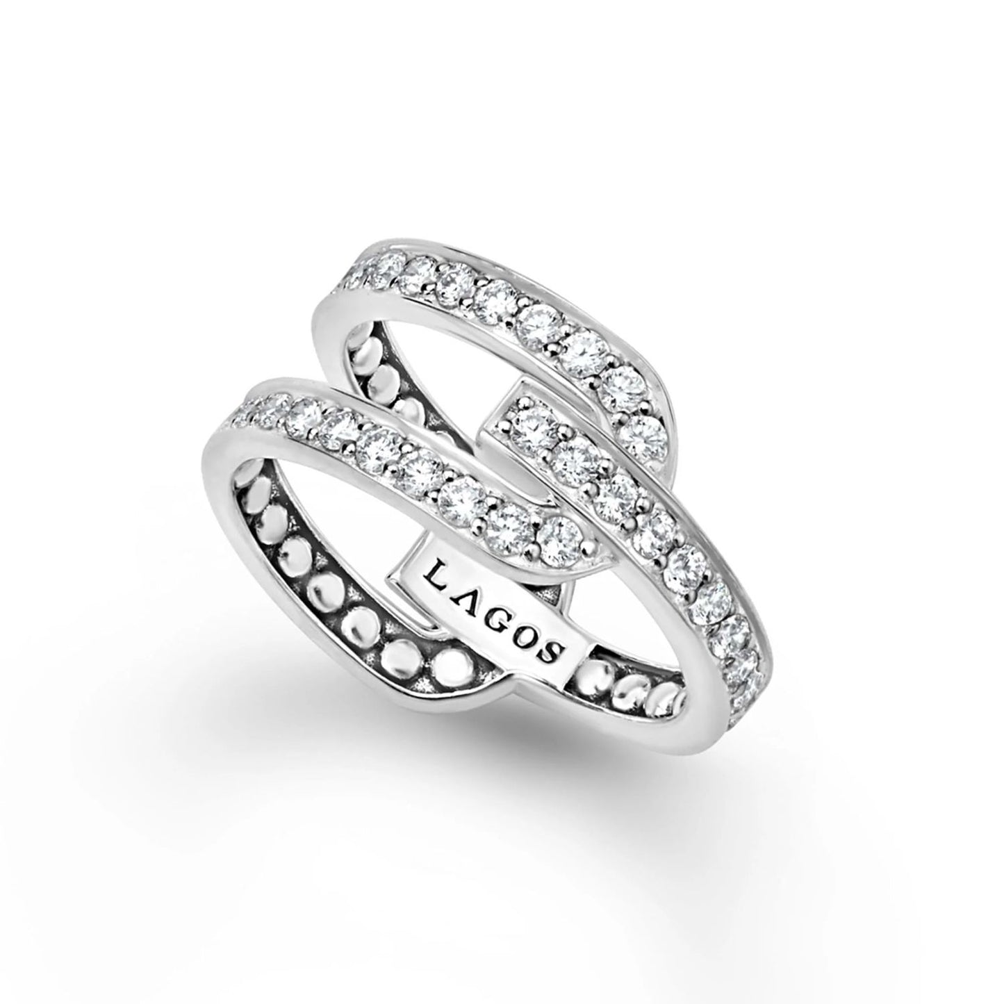 Caviar Spark Silver Linear Diamond Ring