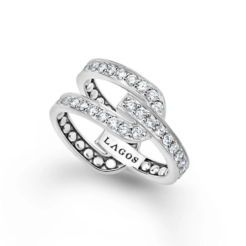 Caviar Spark Silver Linear Diamond Ring