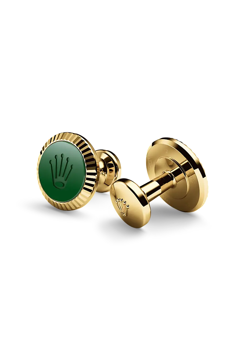 Rolex 'Fluted' cufflinks Yellow gold and ceramic A1038