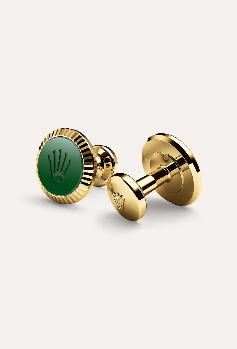 Rolex 'Fluted' cufflinks Yellow gold and ceramic A1038