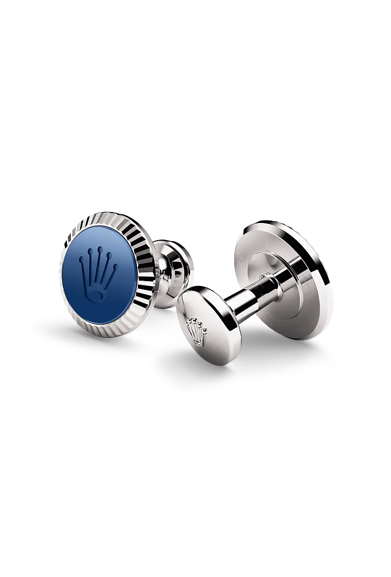 Rolex 'Fluted' cufflinks White gold and ceramic A1039