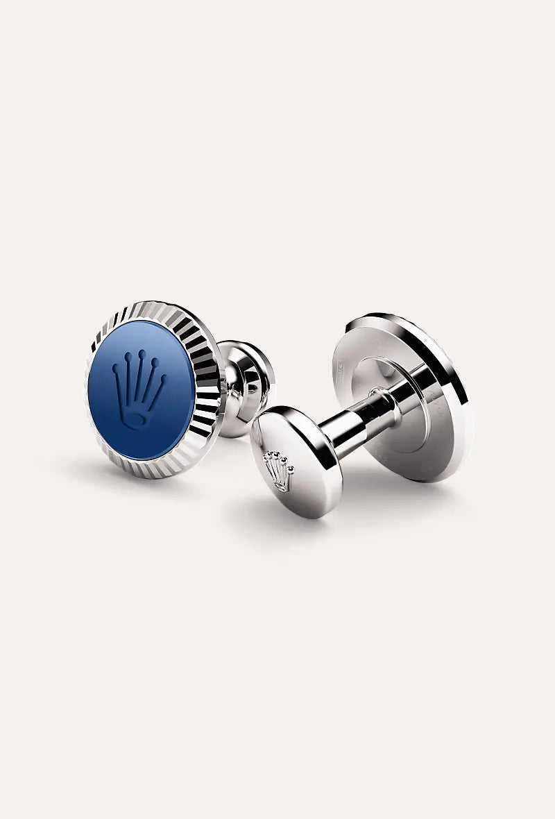 Rolex 'Fluted' cufflinks White gold and ceramic A1039